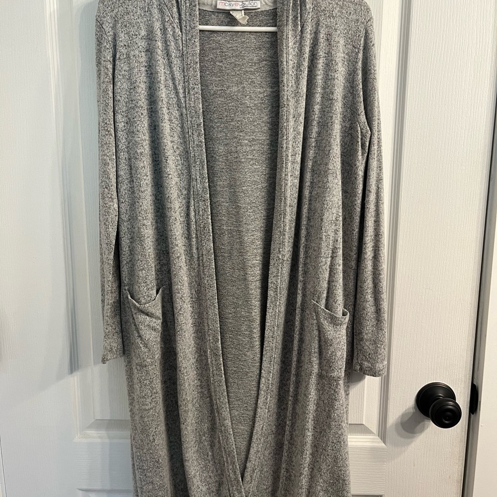 Gray Open Front Sweater